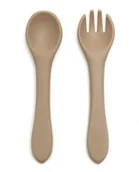 Sztućce dla dzieci - Sztućce Silikonowe Duże Widelec Plus Łyżeczka [Kolor Ciemnoróżowy] - miniaturka - grafika 1