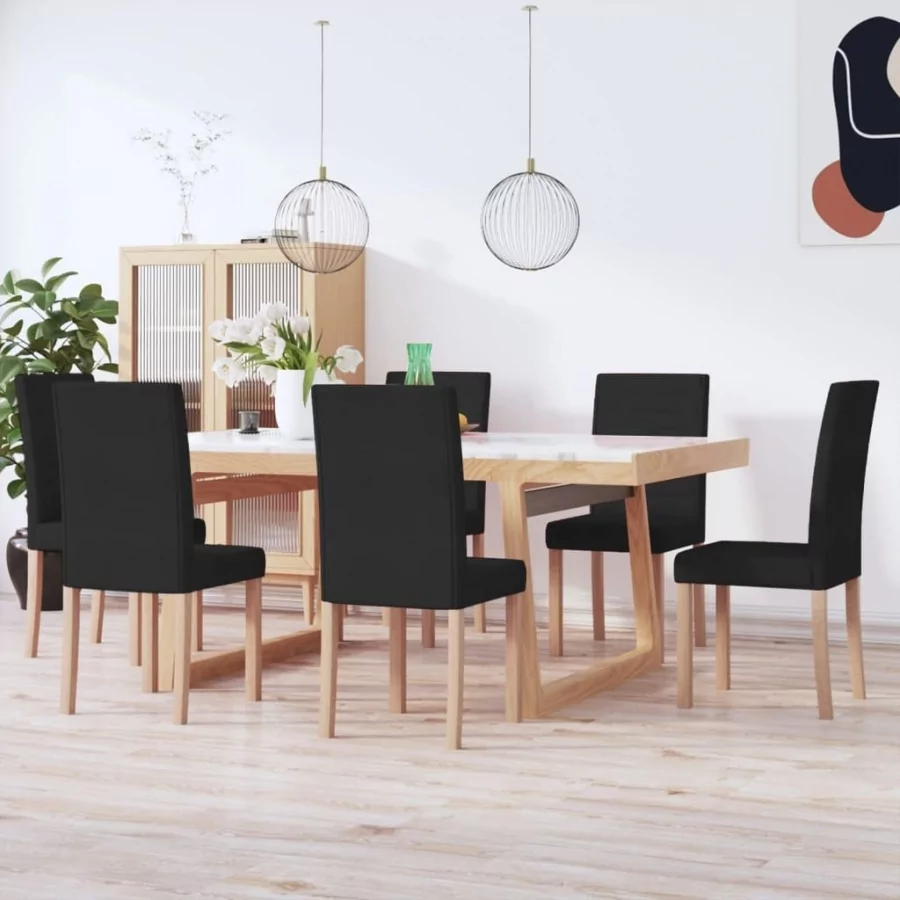 vidaXL Krzesła stołowe 6 szt. czarne tapicerowane tkaniną 3080112