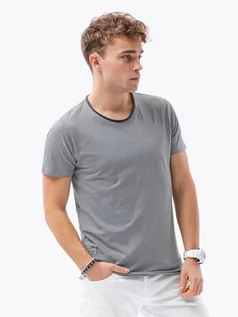 Koszulki męskie - T-shirt męski bawełniany - szary V1 S1385 - grafika 1