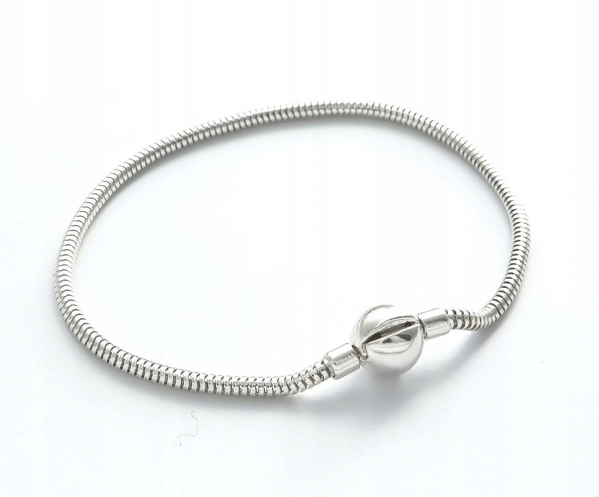 Bransoletka srebrna 925 modułowa baza do charms, koralików 21cm, 2,4mm