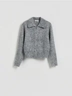 Swetry damskie - Reserved - Kardigan z domieszką wełny - szary - miniaturka - grafika 1