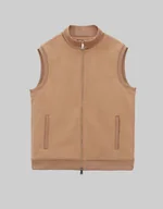 Swetry męskie - Kamizelka sportowa montemezzo beżowy slim fit - miniaturka - grafika 1