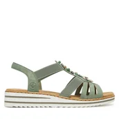 Sandały damskie - Sandały Rieker V0649-52 Zielony - miniaturka - grafika 1