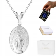 Naszyjniki - Naszyjnik Srebrny 925 Blaszka z Matką Boską Cudowny Medalik Maryja Wiara - miniaturka - grafika 1