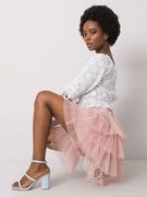 Spódnice - Spódnica z falbaną jasny różowy elegancki casual długość mini - miniaturka - grafika 1
