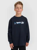 Koszulki dla chłopców - 4F Longsleeve regular z nadrukiem chłopięcy - granatowy 158 (12-13 lat) - miniaturka - grafika 1