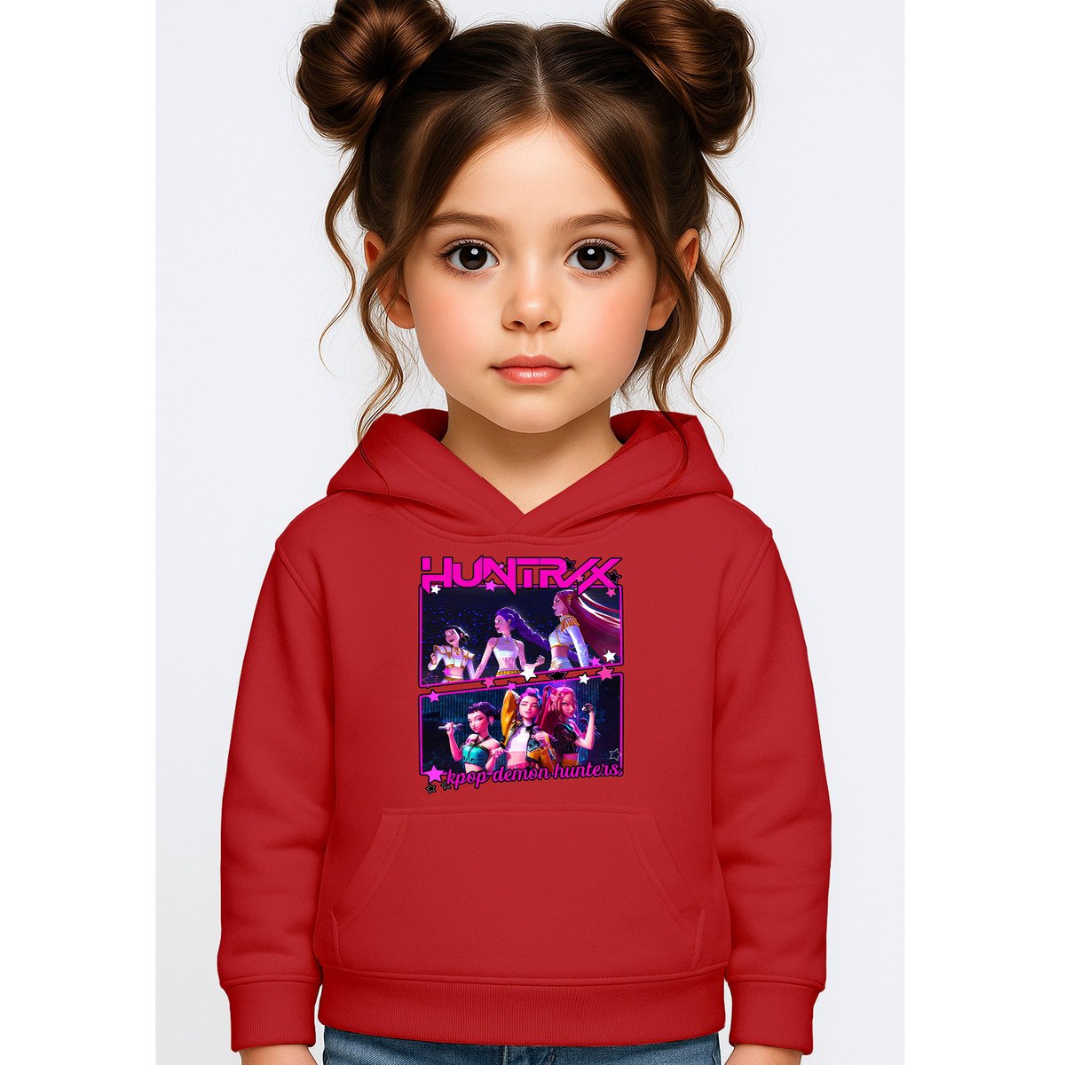 BLUZA DZIECIĘCA KPOP DEMON HUNTERS HUNTRIX 104 Z KAPTUREM BAWEŁNIANA