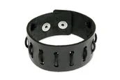 Bransoletki - Skórzna Bransoleta Z Czarnej Skóry Szeroka - miniaturka - grafika 1