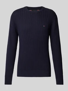 Sweter o kroju slim fit z dzianiny o fakturze jodełki - Swetry męskie - miniaturka - grafika 1