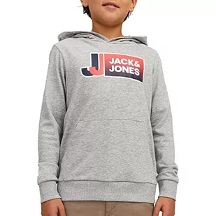 Jack & Jones Junior Bluza chłopięca, jasnoszary melanż/szczegóły: nowy Lgm, 140 - Bluzy dla chłopców - miniaturka - grafika 1