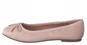 Baleriny - Tamaris Damskie Baleriny Różowe Z Kokardą 36 1Żdh - miniaturka - grafika 1