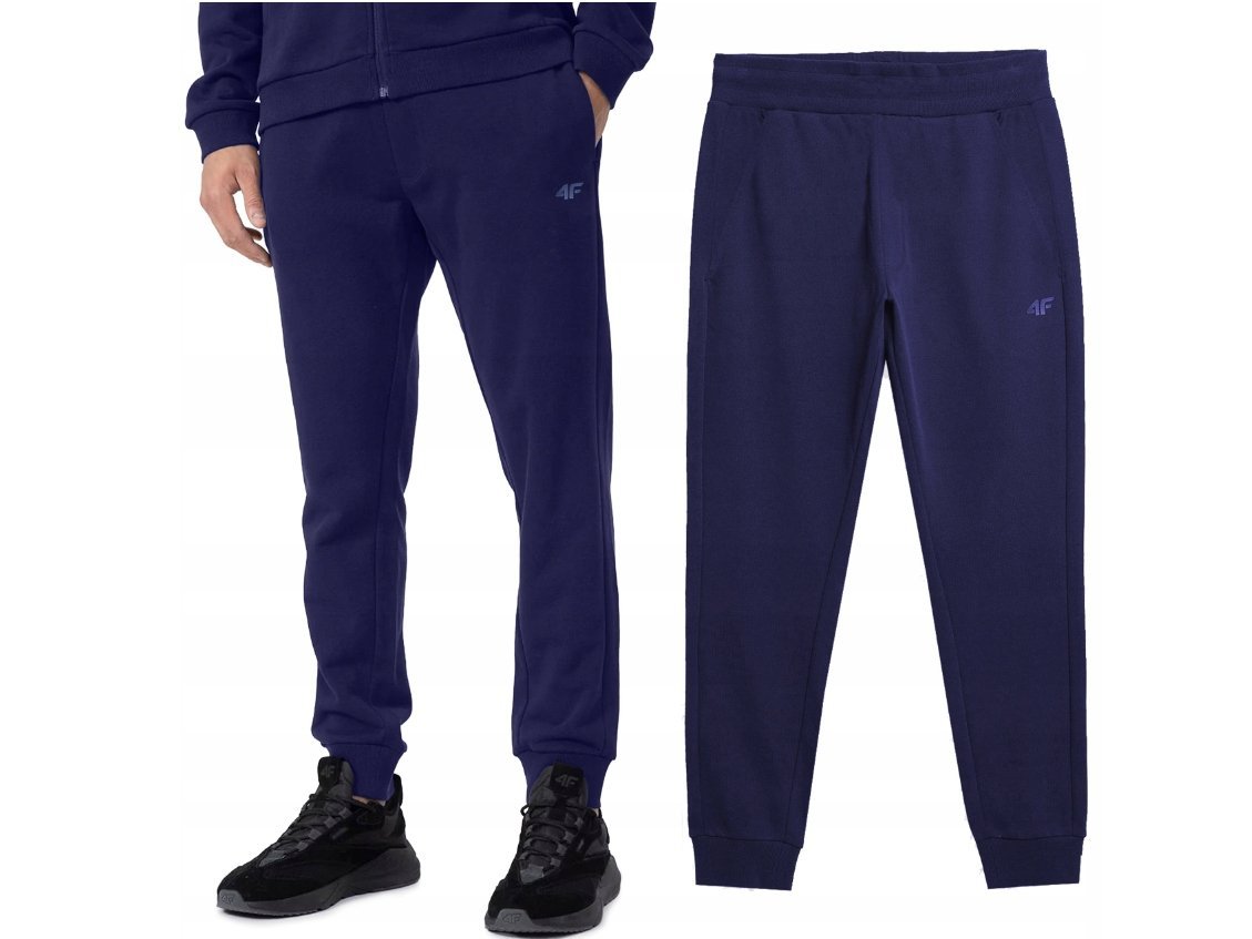 Dresowe długie spodnie męskie 4F 4FWSS24TTROM603-31 Granatowy