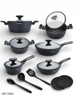 Zestawy garnków i patelni - KOMPLET GARNKÓW MARMURKOWYCH 15EL. POWŁOKA GRANITOWA INDUKCJA GAZ CZARNE - miniaturka - grafika 1