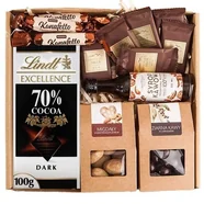 KOSZ PREZENTOWY PREZENT UPOMINEK czekoladowo-kawowy syrop migdały czekolada