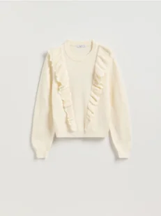 Reserved - Sweter z falbankami - kremowy - Swetry damskie - miniaturka - grafika 1