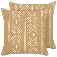 Poduszki dekoracyjne - 2 bawełniane poduszki dekoracyjne geometryczny wzór 45 x 45 cm beżowo-białe BANYAN - miniaturka - grafika 1