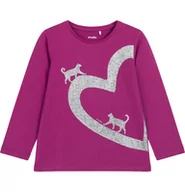Bluzki dla dziewczynek - T-shirt z długim rękawem dla dziewczynki, z sercem i kotami, różowy 9-13 lat - miniaturka - grafika 1