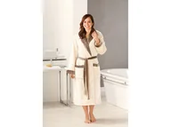 Szlafroki męskie - Gözze Płaszcz kąpielowy damski/męski, jedwabisty w dotyku, z szalowym kołnierzem, 2 kieszenie i pasek (XL, Wełniana biel) - miniaturka - grafika 1