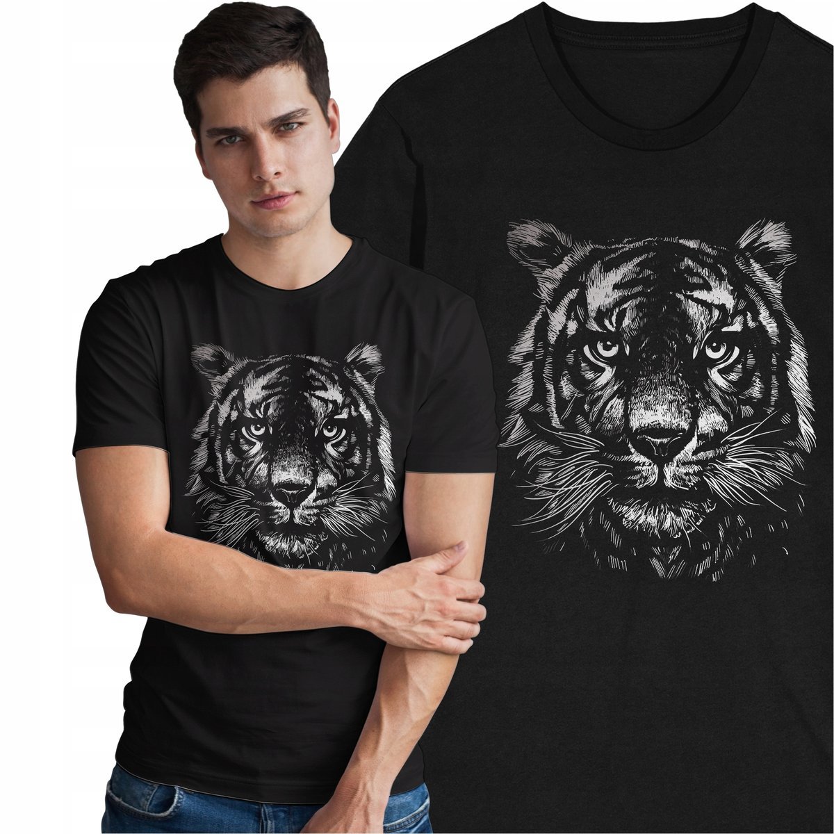 Koszulka Tygrys Zwierzęta Natura Środowisko Las Dżungla Księżyc