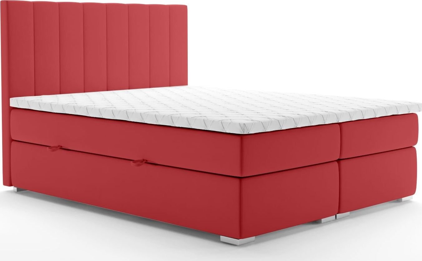 LAVERTO Łóżko kontynentalne SALIMA 180x200 bordowe velvet z pojemnikiem