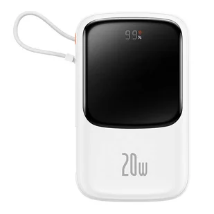 Baseus Qpow Digital Display powerbank z szybkim ładowaniem 10000mAh 20W QC/PD/SCP/FCP z wbudowanym kablem Lightning biały - Powerbanki - miniaturka - grafika 2