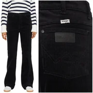 Spodnie damskie - Wrangler WESTWARD Black rozszerzane czarne damskie spodnie sztruksy W29 L32 - miniaturka - grafika 1
