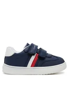 Buty dla chłopców - Tommy Hilfiger Sneakersy Stripes Low Cut Lace Velcro Sneaker T1X9-33840-1269 M Granatowy - miniaturka - grafika 1