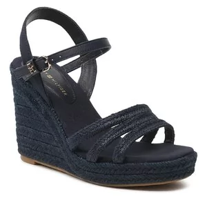 Espadryle damskie - Espadryle Tommy Hilfiger Essential Basic Wedge Sandal FW0FW07220 Space Blue DW6 - grafika 1