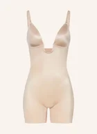Body - Spanx Body Modelujące Suit Your Fancy Plunge Low-Back Mid-Thigh beige - miniaturka - grafika 1