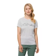 Koszulki i topy damskie - T-shirt damski Jack Wolfskin CROSSTRAIL GRAPHIC T W white cloud - M - miniaturka - grafika 1