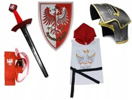 Stroje karnawałowe - Zestaw Strój Rycerski Miecz Hełm Tarcza Pochwa Tunika Mała Kostium Rycerza - miniaturka - grafika 1
