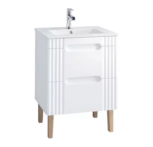Szafka z umywalką, stojąca, Fiji, 60x46x62 cm, biały, mat - Szafki łazienkowe - miniaturka - grafika 1