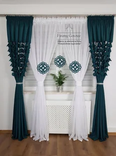 KOMPLET DEKORACYJNY WOAL BUTELKOWA ZIELŃ FIRANA DO SALONU NA TAŚMIE - Firany - miniaturka - grafika 1