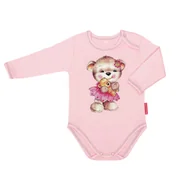 Body dla niemowląt - Body Dziecięce Z Długim Rękawem Bawełniane Szare Z Misiem 104 - miniaturka - grafika 1
