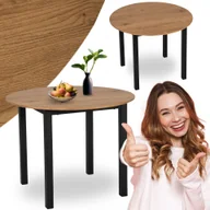 Stoły - Stół Okrągły Kuchenny Do Jadalni Salonu Teo Dąb Złoty Do Kuchni Loft - miniaturka - grafika 1