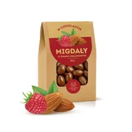 Zdrowa żywność - Migdały w czekoladzie o smaku malinowym 80g - miniaturka - grafika 1