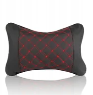 Akcesoria podróżnicze - Poduszka na zagłówek do samochodu z przeszyciem czarno czerwona - miniaturka - grafika 1