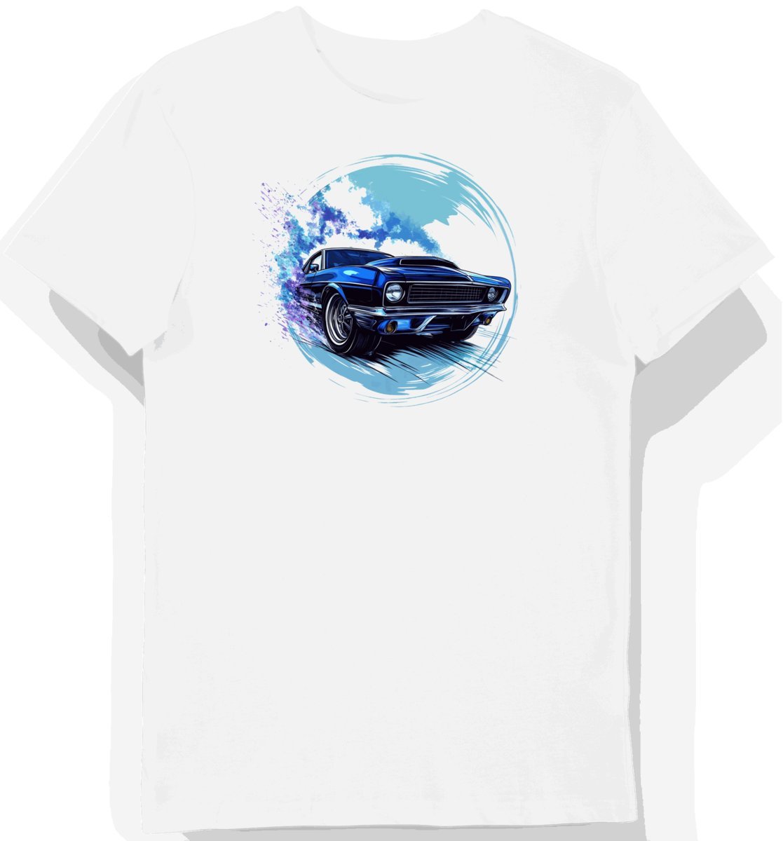 Koszulka męska biała z motywem klasycznego samochodu wyścigowego 3XL