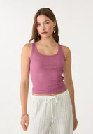 Koszulki i topy damskie - Stradivarius Podstawowy top na ramiączkach Malwowy S - miniaturka - grafika 1