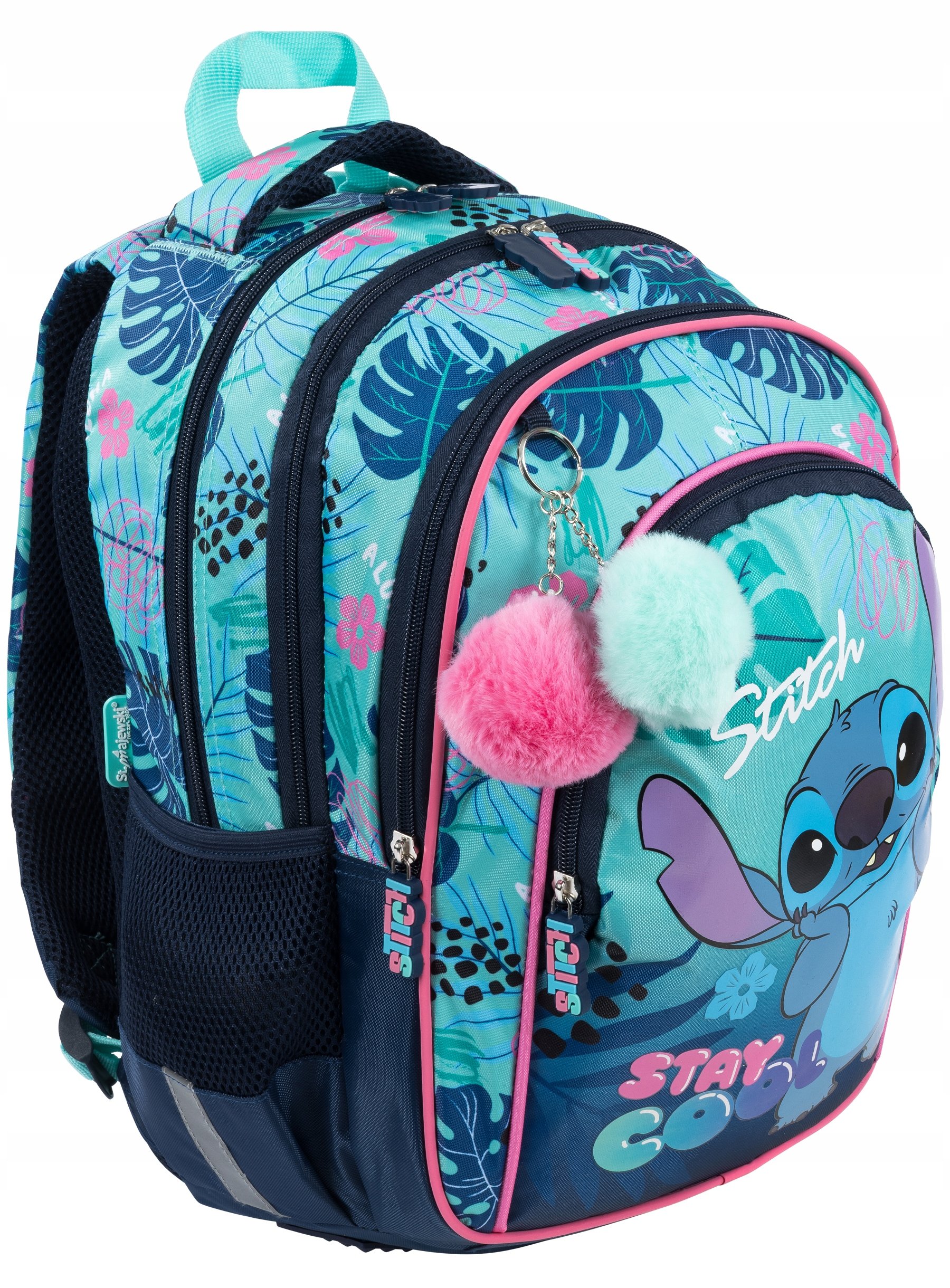 Lekki Plecak Szkolny 4-KOMOROWY BPL58 Stitch Stay Cool, 22L Dla Dziewczynki