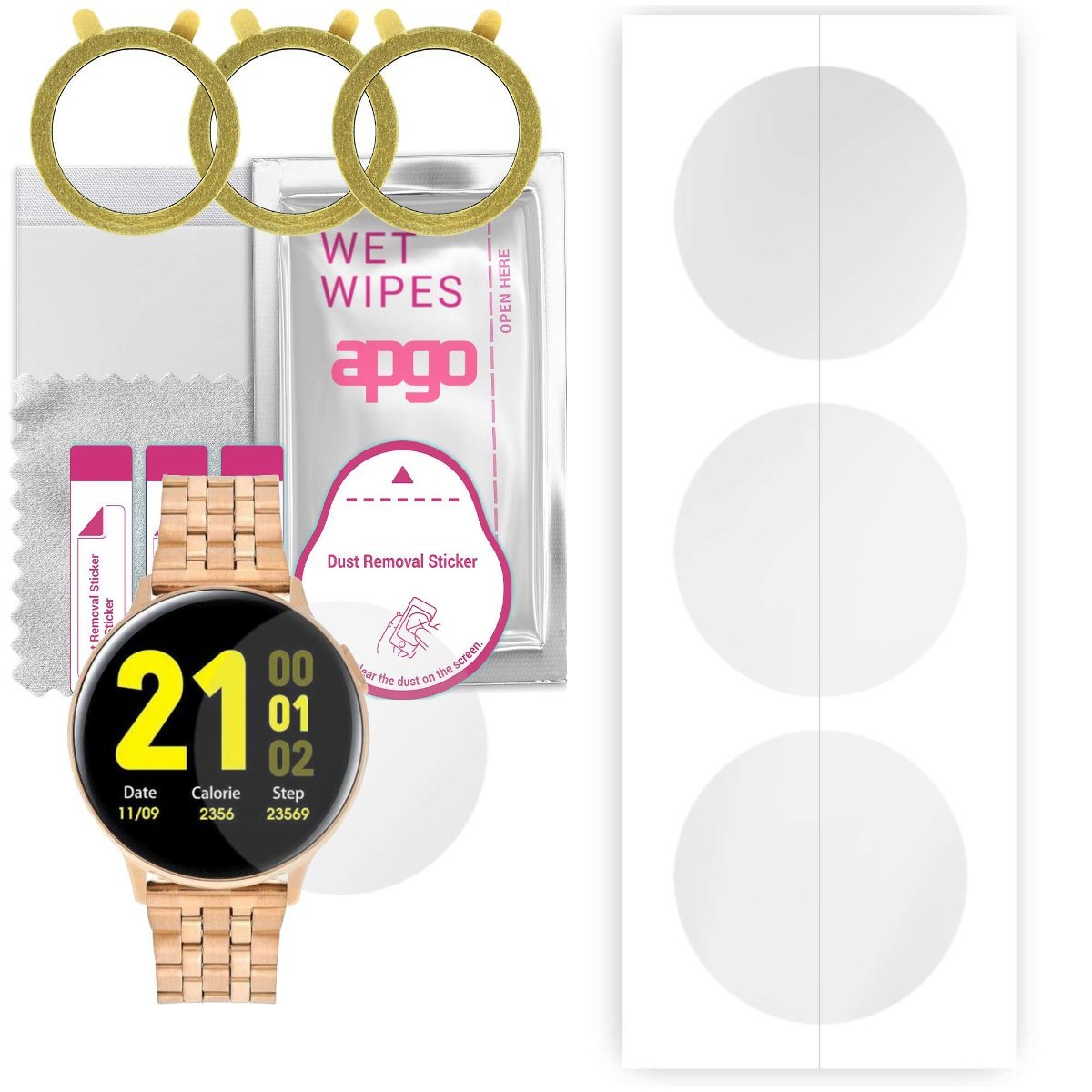 3x Folia hydrożelowa do Pacific Rose-Gold PC00135 - apgo Smartwatch Hydrogel Protection Ochrona na ekran smartwatcha