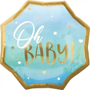 Amscan Balon foliowy OH BABY, niebieski, duży BFOL/7315-A - Baby shower i roczek - miniaturka - grafika 1