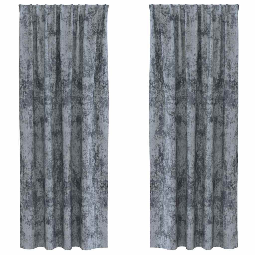vidaXL Zasłona z zasłonami 2 pcs Srebrny szary 260 x 140 cm Aksamit