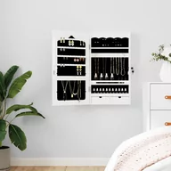 Szafki łazienkowe - Wisząca szafka na biżuterię, z lustrem, biała, 37,5x10x67 cm Lumarko! - miniaturka - grafika 1