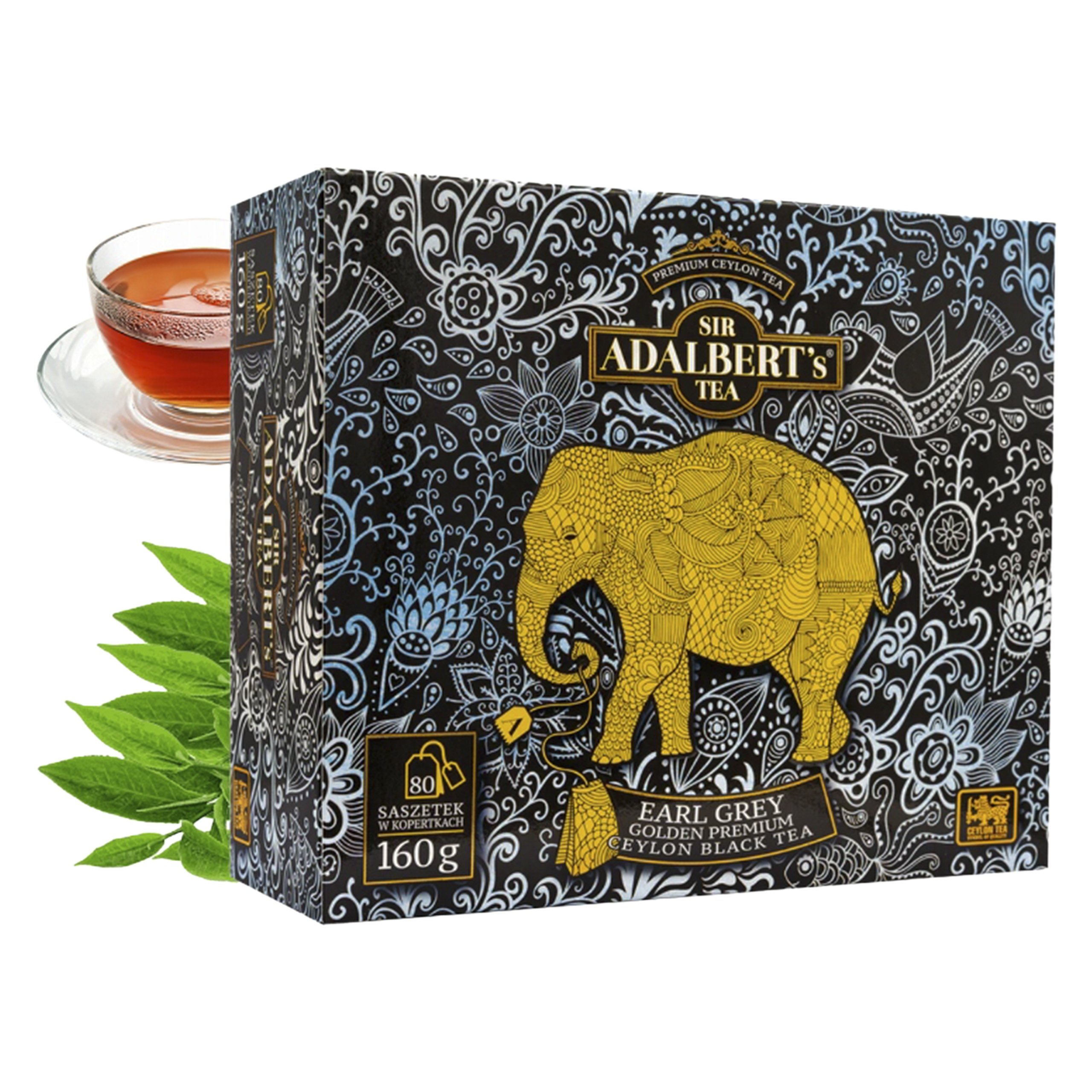 Herbata czarna ekspresowa EARL GREY GOLDEN PREMIUM TEA ADALBERT'S 80x2g