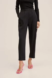 Spodnie damskie - Mango spodnie Fluido damskie kolor czarny szerokie high waist - grafika 1