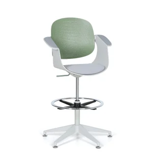 Fotel biurowy, krzesło biurowe Krzesło robocze JIM na ślizgaczach, szare - Fotele i krzesła biurowe - miniaturka - grafika 1