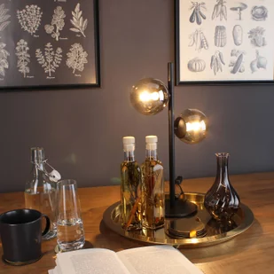 Lampa stołowa Neptun czarna z 2 dymionymi kulami - Lampy stojące - miniaturka - grafika 3