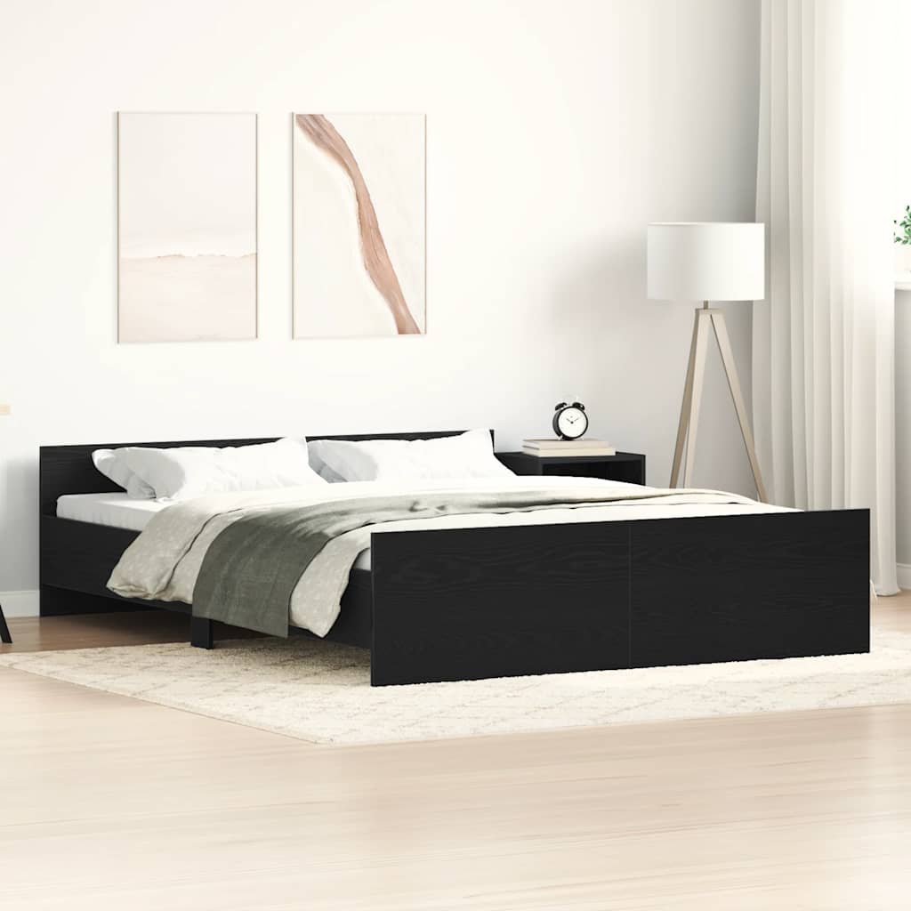vidaXL Rama łóżka bez materaca, czarny dąb, 160x200 cm