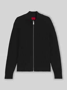 Kurtka z dzianiny o kroju regular fit z prążkowanej bawełny model ‘SRITON’ - Swetry męskie - miniaturka - grafika 1